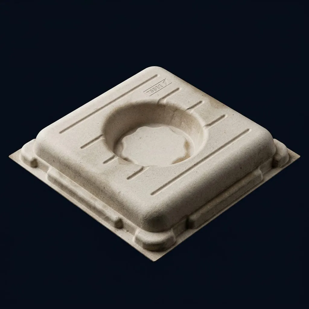 Paper tray molded fiber part round cavity recycled paper ScaPAP recyclable — Scafa Thermoforming